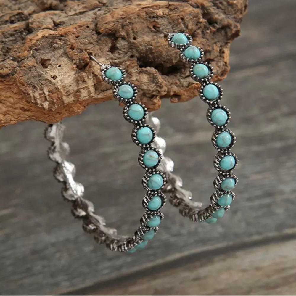 TURQUOISE HOOP EARRINGS
